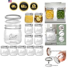12 Pack Wide Mouth Mason Jars, 16 Oz Short Glass Canning Jar picture