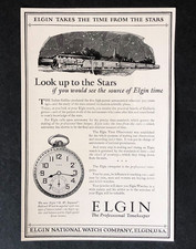 1925 Elgin Advertisement Railroad Pocket Watch Astronomy Stars Antique Print AD picture