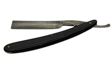 Vtg ROYAL STRAIGHT RAZOR KNIFE Shaving Folding KEEN KUTTER Black Handle Germany picture