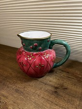 Vintage 1995 Llauter Collection Ceramic Pitcher Pink Diamond Gold Berry AS IS picture
