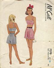 RARE McCall 7270 Post War Era Midriff Top & Cuffed Shorts GIRLS Sz 14 COMPLETE picture