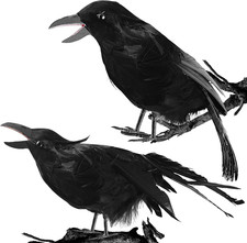 Crows Halloween Decorations Realistic Black Crows, Fake Crow Decor Spooky picture