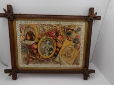 VTG Victorian Memory Frame Mixed Media Dried Flowers Photo Collage Cabinet Cards picture
