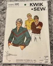 Vintage 1970s Kwik Sew Pattern 998 Men’s Classic Knit Shirts Chest 42-48 UNCUT  picture