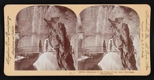 Meiringen Switzerland Aare Gorge Entrance 1900s Stereoview Bridge Tourists picture