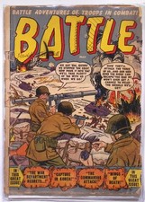 BATTLE No. 2 - 1951 - TIMELY/ATLAS WAR COMIC - ONE PAGE OUT- POOR picture
