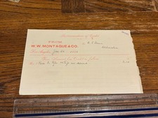 1888 Los Angeles CA Billhead Receipt W W Montague Pipe Sold To Mr Bean, Alhambra picture