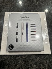 Speedball Deluxe Calligraphy Pen Set 21 Piece Cursive Old English 2 Pens Fast Sh picture
