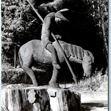 c1940s Klamath, CA End of the Trail RPPC Carved Redwood Trees of Mystery Park PC picture