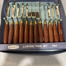 Vintage Marples Boxwood Wood Chisel Carving Tool Set of 12 picture