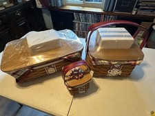 Longaberger 2013 Christmas Collection Plaid Tidings Basket With Lids, 3 Baskets picture