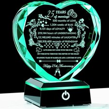 YWHL 25Th Wedding Anniversary Crystal Gifts with LED Base Laser Engraved 25Th An picture