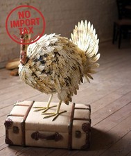Farmhouse Turkey Rustic Antique White Painted Metal Fall Thanksgiving Decor picture