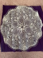 vintage lace doily hand knitted white 18” diameter large traditional pattern picture