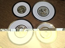 4 Vintage Art Chokin Japanese Gold Bordered Plates picture