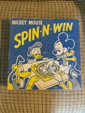 1950s Mickey Mouse Spin-N-Win Tin Lithographed Disney Game w/Box Instructions picture