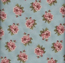 BTHY Georgian Court Chanteclaire Fabrics Lt Teal Blue Medium Flowers Old Stock picture