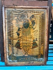 Antique Old Hindu God Shreenath Ji Litho Print Framed picture