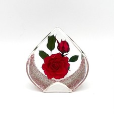 Real Red Rose Resin Paperweight Preserved Flower Botanical Nature Decor Gift picture
