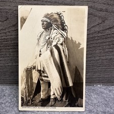 Chief Bull Calf Glacier National Park RPPC Native American T.J. Hileman Photo picture