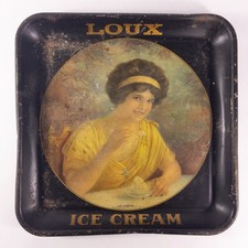 Vtg 1913 Loux Ice Cream Co. Tin Litho Advertising Serving Tray Allentown Diary picture