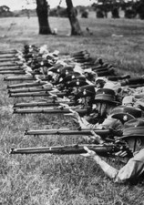 Australian infantry rifle practice, Victorian military camp 1939 Old Photo picture