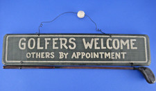 Golfers Welcome Sign Wall Art Wood Club Ball Rustic Green picture