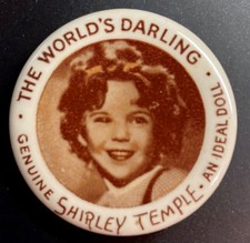 Vintage Genuine Shirley Temple The World's Darling pinback button, Ideal Toy Co. picture