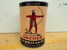 VINTAGE~ FULL NOS~ ARCHER 1~QUART OIL CAN IN OUTSTANDING CONDITION SUPER CLEAN picture