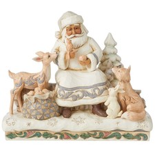 Jim Shore White Woodland Santa Claus w/ Animals Figurine 6011615 Heartwood Creek picture