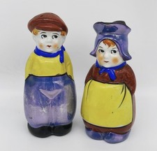 Vtg Lusterware Boy Girl Salt Pepper Cream Shakers Japan 5” picture