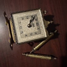 Vintage SCHATZ CLOCK GLASS DOME SQUARE FACE 1953 GERMANY  w/o 4-Ball Pendulum picture