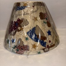 Vintage Rustic 1980s Guardian Angel Hearts Gingham 9 Inch Lamp Shade. NOS picture