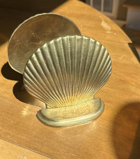 Vintage Solid Brass Sea Shell Heavy Brass Bookends 80s nautical picture
