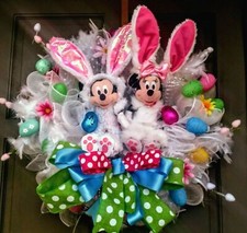 Mickey Minnie Mouse Easter Wreath Large Handmade 24