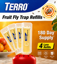 TERRO Fruit Fly Trap Refills, 4-Pack Liquid Bait, 180-Day Indoor Supply picture