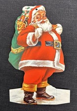 Vintage 1940s Christmas Santa Bank Club Card Advertising Paper Ornament Texas picture
