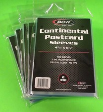 500 BCW CONTINENTAL POSTCARD SLEEVES, 2 MIL CRYSTAL CLEAR,4-3/8 X 6-1/4 picture