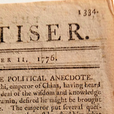 Original 1776 British Newspaper - American Revolutionary War - Colonies  picture