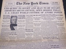 1946 MARCH 29 NEW YORK TIMES - GROMYKO SHUNS COUNCIL - NT 4227 picture