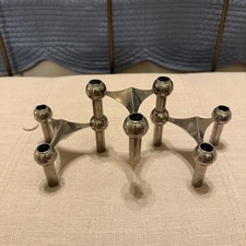 Vintage STOFF Fritz Nagel MCM Brutalist Stacking Chrome Candle Holders, Set of 3 picture