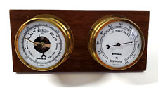 Vintage France Benchmark Weather Station Hygrometer Barometer Oak Base picture