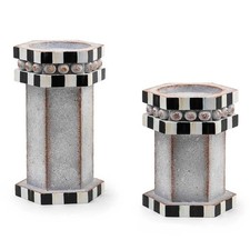 MacKenzie Childs Honeycomb Pillar Candle Holders -Set of 2- RETIRED *NEW* picture