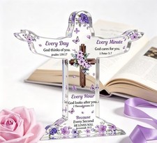 Christian Gifts for Women, Blue Jesus Acrylic Plaque, Bible Verse Desk Decor picture