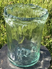 Vidrios San Miguel 100% Recycled Glass Vase Aqua Textured Sea Glass 9” Spain picture