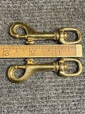 (2) Vintage Brass Swivel Spring Clip Hooks 2-3/4” Long picture
