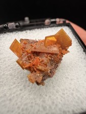 Gem Orange Wulfenite Cluster w/ Red Mimetite (Thumbnail) - Rowley Mine, Arizona picture