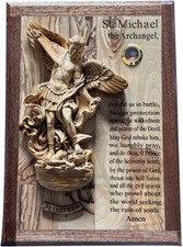 St. Michael The Archangel Prayer Plaque The Original Olive Wood from Jerusalem picture