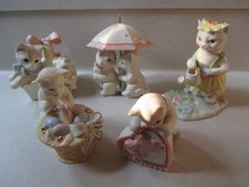 LENOX CHINA CAT COLLECTION LOT of 5 FIGURINES RETIRED SPRING, EASTER PASTEL picture