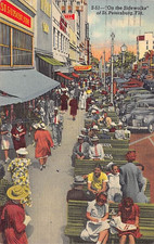 Postcard FL:  On the Sidewalks, St. Petersburg, Florida, Linen Posted 1945 picture